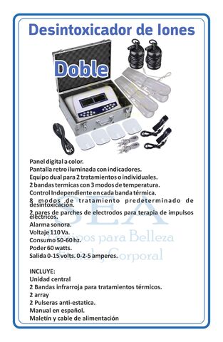 Desintoxicador de iones doble con 2 bandas termicas y 2 juegos parches electroestimulacion (tens)
