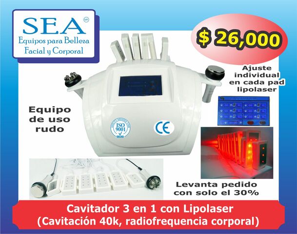 Cavitador uso Rudo 3 en 1, Lipolaser con ajuste individual