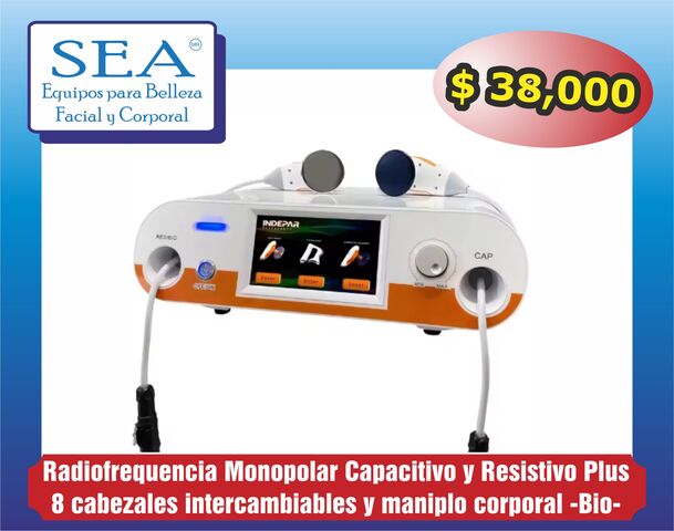 Radiofrequencia Capacitivo Resistivo y Bio, 8 cabezales y manuplo pantalla tactil. PLUS