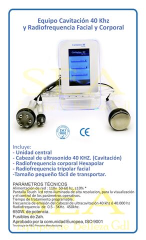 Cavitador portatil 40 khz con radiofrequencia facial y corporal