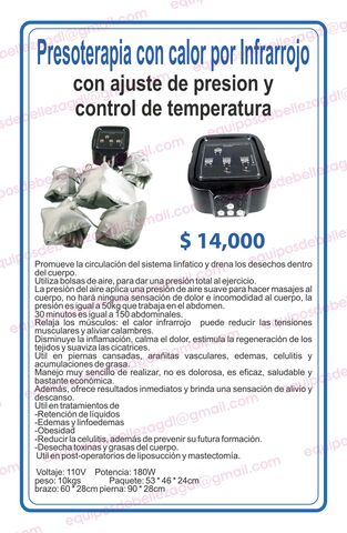 Presoterapia con 5 bandas, calor independiente ajustable en cada una