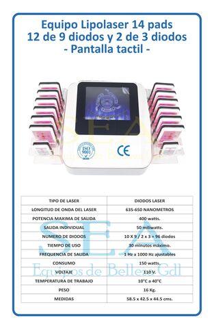 Lipolaser ajustable 14 pads