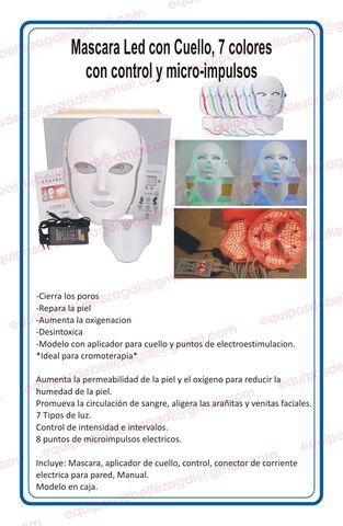 Mascarilla Facial 7 colores con aplicador cuello y puntos electroestimulacion