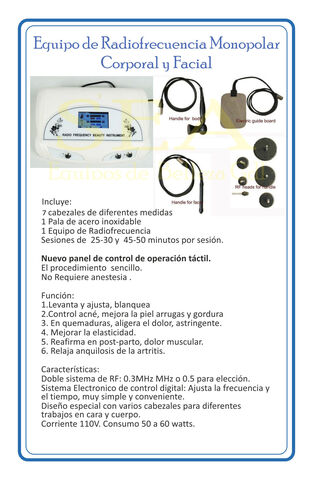 Radiofrequencia facial y corporal 7 cabezales profesional antiedad, arrugas, celulitis, blanqueamiento, dolores por artritis