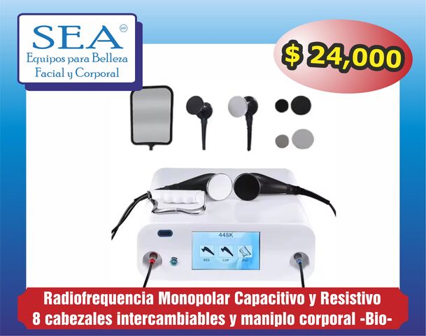 Radiofrequencia Capacitivo Resistivo y Bio, 8 cabezales y manuplo pantalla tactil